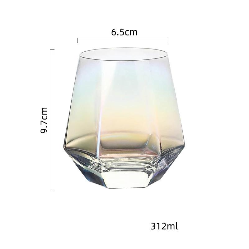 Cești de sticlă colorate, creative, hexagonale, stil modern, ușoare, hotel de lux, pahar de sticlă pentru whisky, petrecere acasă, ceașcă cu apă rafinată
