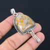 Easter Deal Crescent Plume Agate Stone Boho Pendant Jewelry 925 Sterling Silver