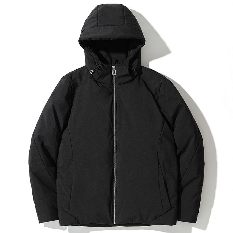 Pánská bílá péřová bunda s kapucí, bavlněná prošívaná bunda, tlustý top, jednobarevná