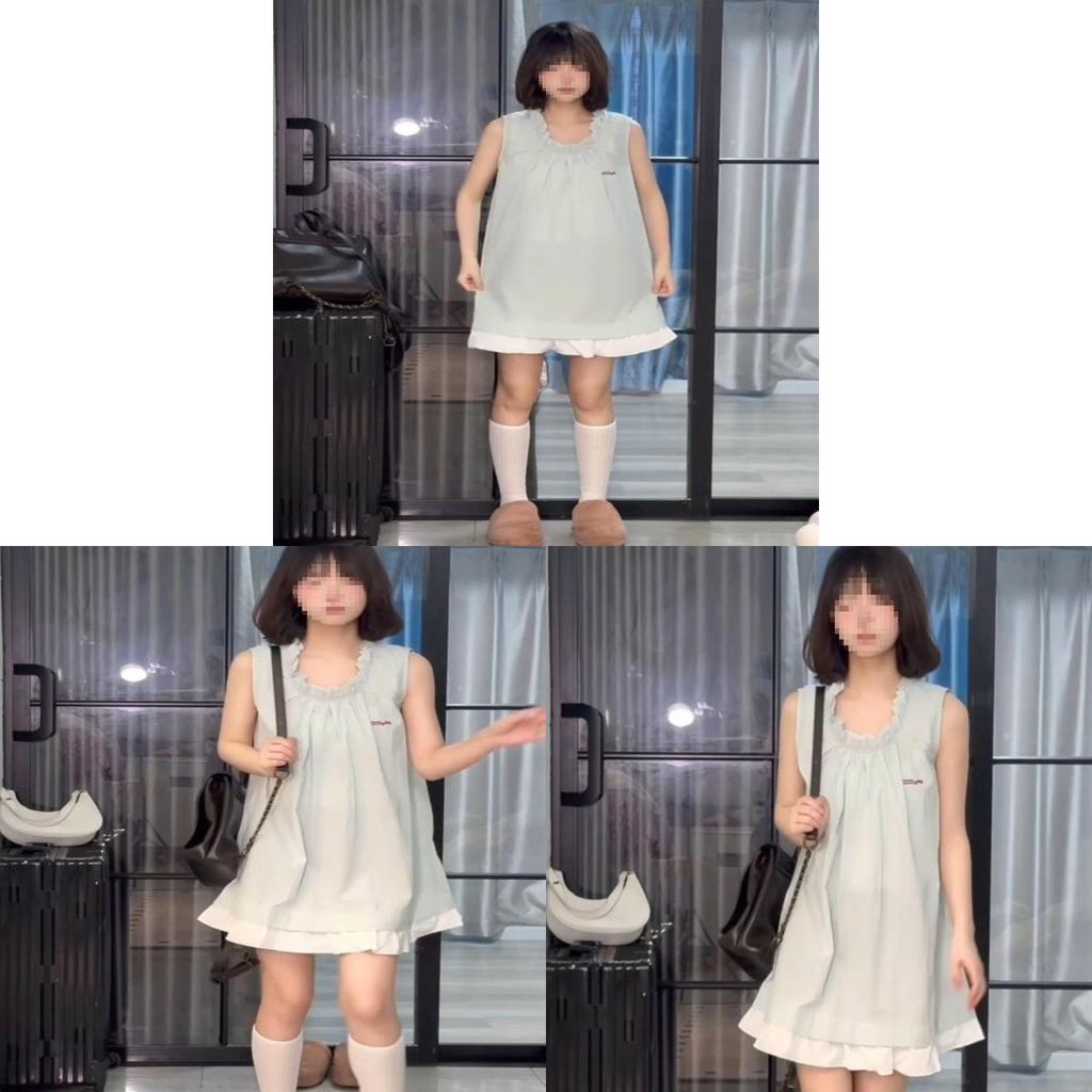 French Sweet Style Sleeveless Dress With Knitted Fabric For Summer Casual Wear