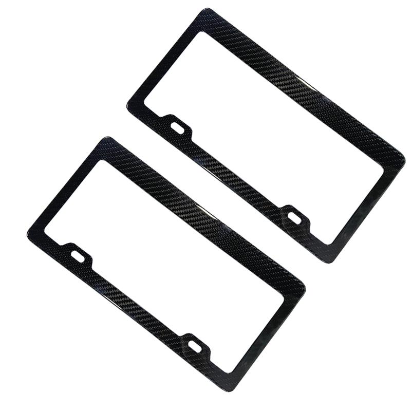 For US CA EU Version License Real Carbon Fiber Front Rear License Plate Panel Frame Decorative Cover Car Exterior Accessories