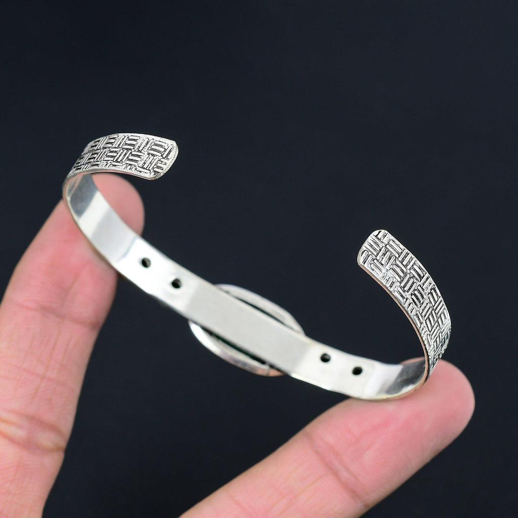 925 Sterling Silver Heart Chakra Chrysoprase Gemstone Chrome Diopside New Bangle