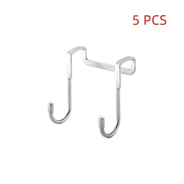 304 Stainless Steel Hook Free Punching Double S-Shape Hook Kitchen Bathroom Cabinet Door Back Type Coat Towel Storage Hanger