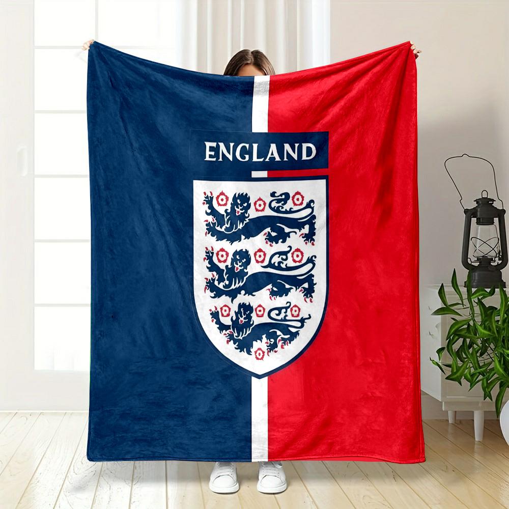 England Three Lions Emblem Design Patterned Flannel Blanket Perfect for the Bedroom Living Room, Sofa, or a Little Nap