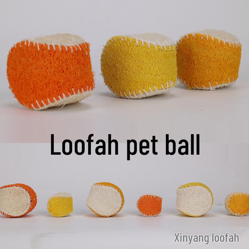 Natural Loofah Bite-Resistant Dog Toy Ball - Self-Play Boredom Relief, Molar Cleaning & Training Aid