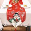 Tree Christmas Table Runner Red Linen Table Cover Long Xmas Desktop Decoration  Gifts