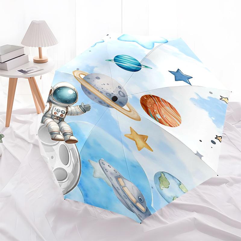 1PC space astronaut Umbrella-8-Rib Reinforced Portable Folding Travel Suitable for All Seasons Outdoor Daily , Fun Design-Z0421