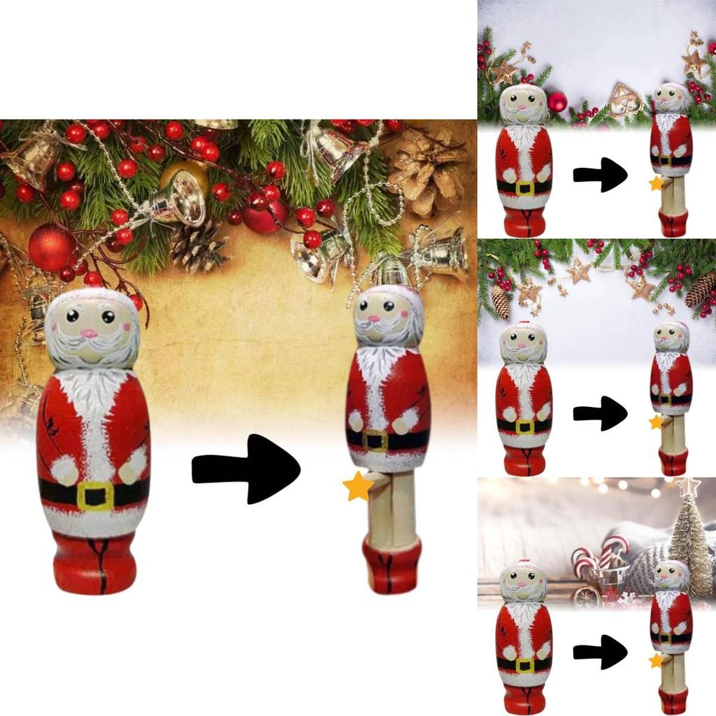 Unique Funny Santa Wooden Puppet Handcrafted Beech Wood For Christmas Decor Gifts