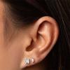 Orecchini a lobo mini geometrici in Argento Sterling 925 placcati Oro 18K per Donna Pavimentati con Zirconi 5A Piccoli Gioielli Quotidiani