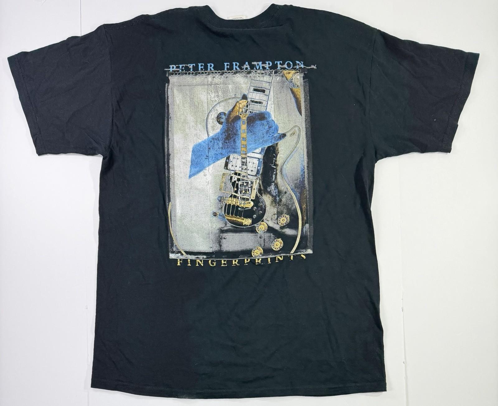 Peter Frampton Fingerprints Graphic T Shirt Rock Tour Band Tee Black Unisex T-Shirt XL