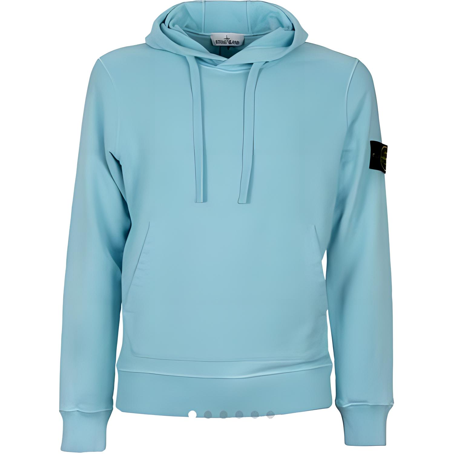 Stone Island Effen Kleur Pullover Met Capuchon Lange Mouwen Sweatshirt Heren sweatshirt Hemelsblauw 731564120-V0044 XL