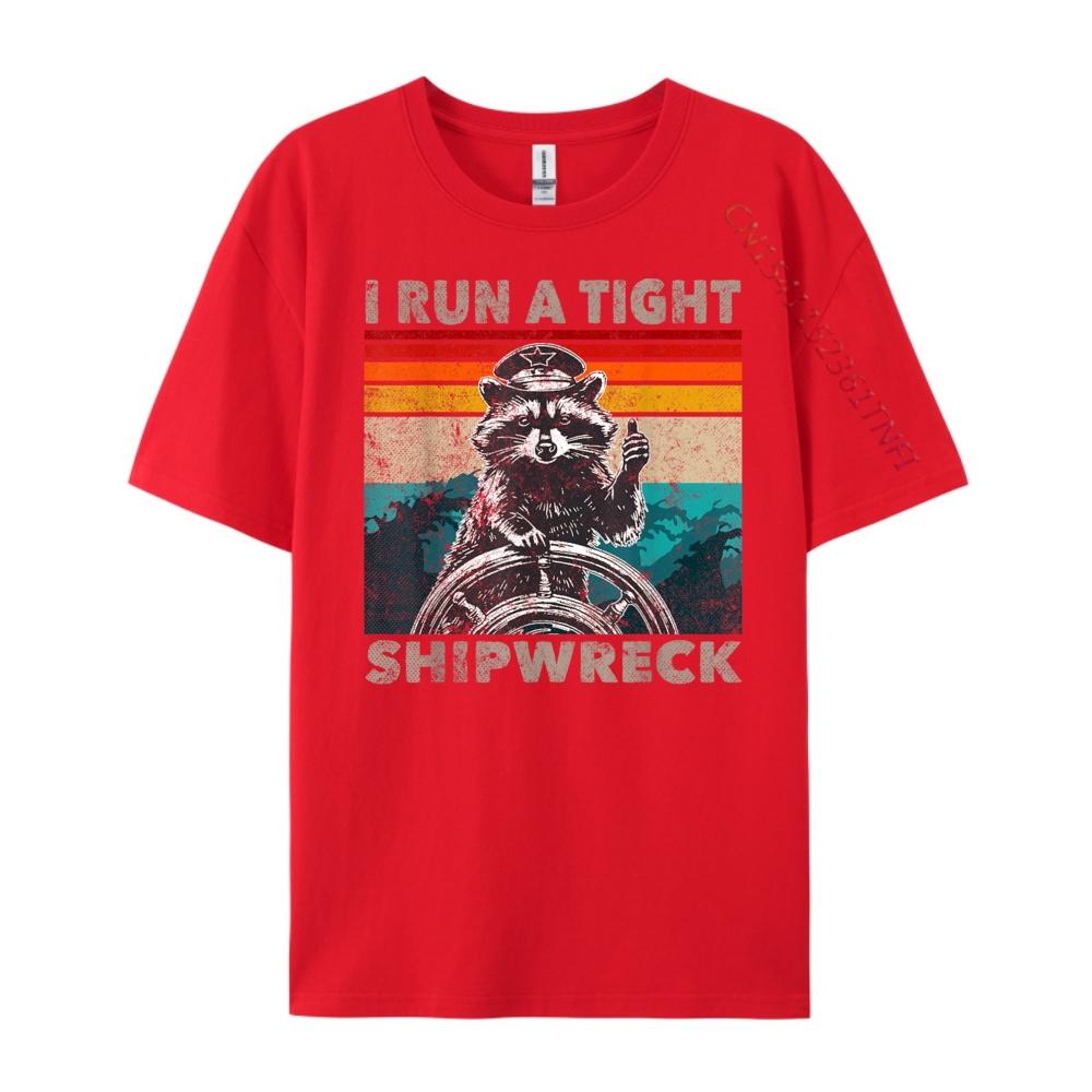 I Run A Tight Shipwreck Funny Raccoon Captain Vintage Cute Oversized T Shirt Mens Gifts S