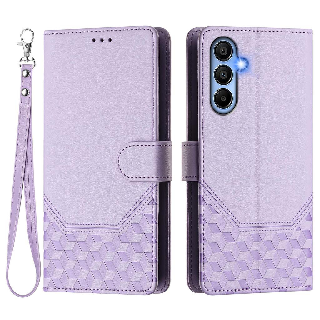 For Samsung Galaxy A16 5G/A16 4G Case Imprinted Honeycomb RFID Blocking Leather Phone Cover with Strap