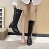 Luxury Women's Boots Fashion Knee-high Knight Boots Motorcycle Boots for Women High Quality Mid-calf Leather Booties Botas Mujer