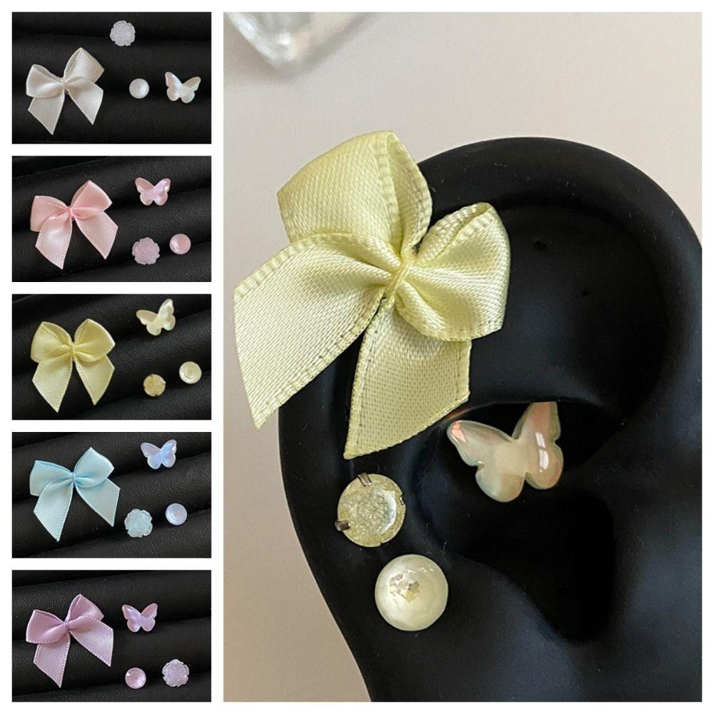 

Dopamine Balletcore Ribbon Earrings Flower Butterfly Stud Earrings Boys