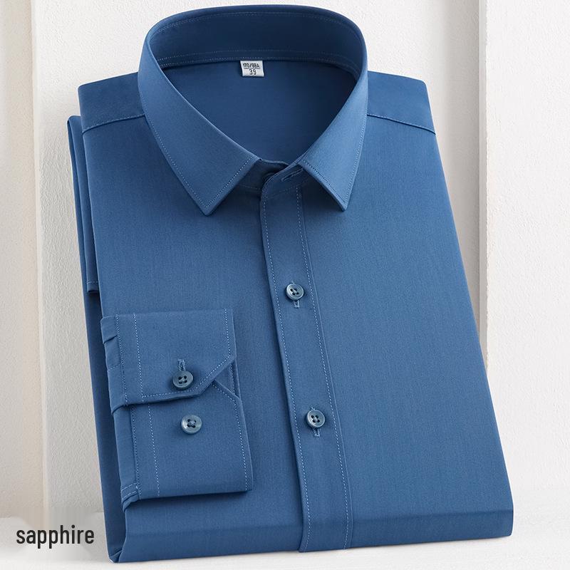 Męska, elastyczna, niegniotąca się biała koszula z włókna bambusowego – koreański styl, biznesowy, formalny, duży rozmiar