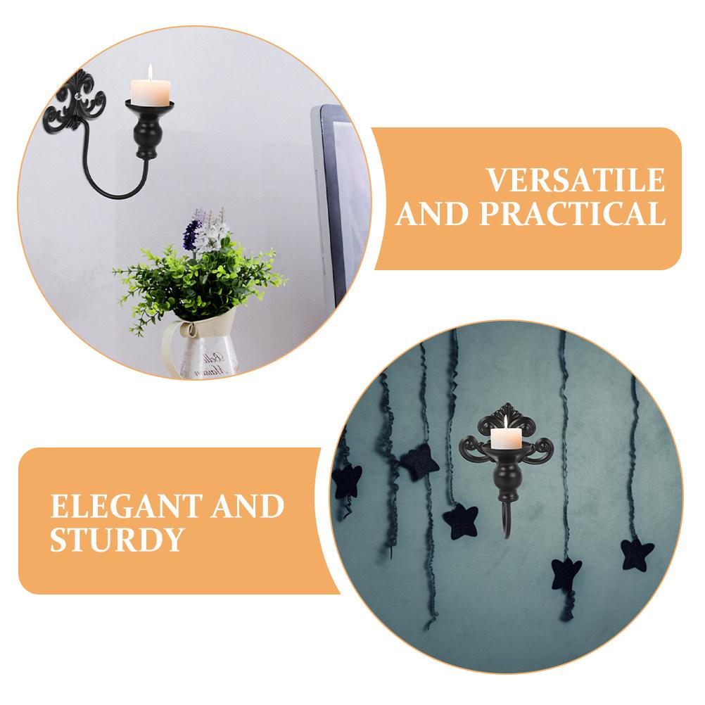 2Pcs Vintage Metal Wall Holder Iron European Sconce Cups Decorative Wall Hanging Candlestick for Living Bedroom Dining