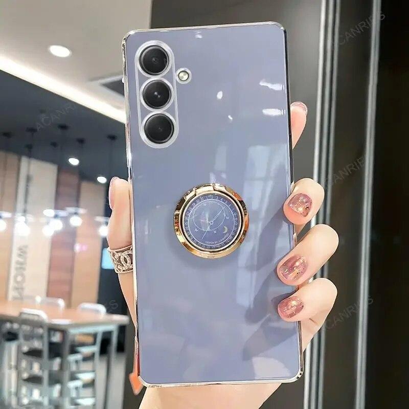 

Роскошный чехол-подставка с кольцом для Samsung Galaxy A05s A54 A34 A24 A14 A25 A74 4g 5g A04s S23 FE S24ultra, силиконовая задняя крышка galaxy s24 синий