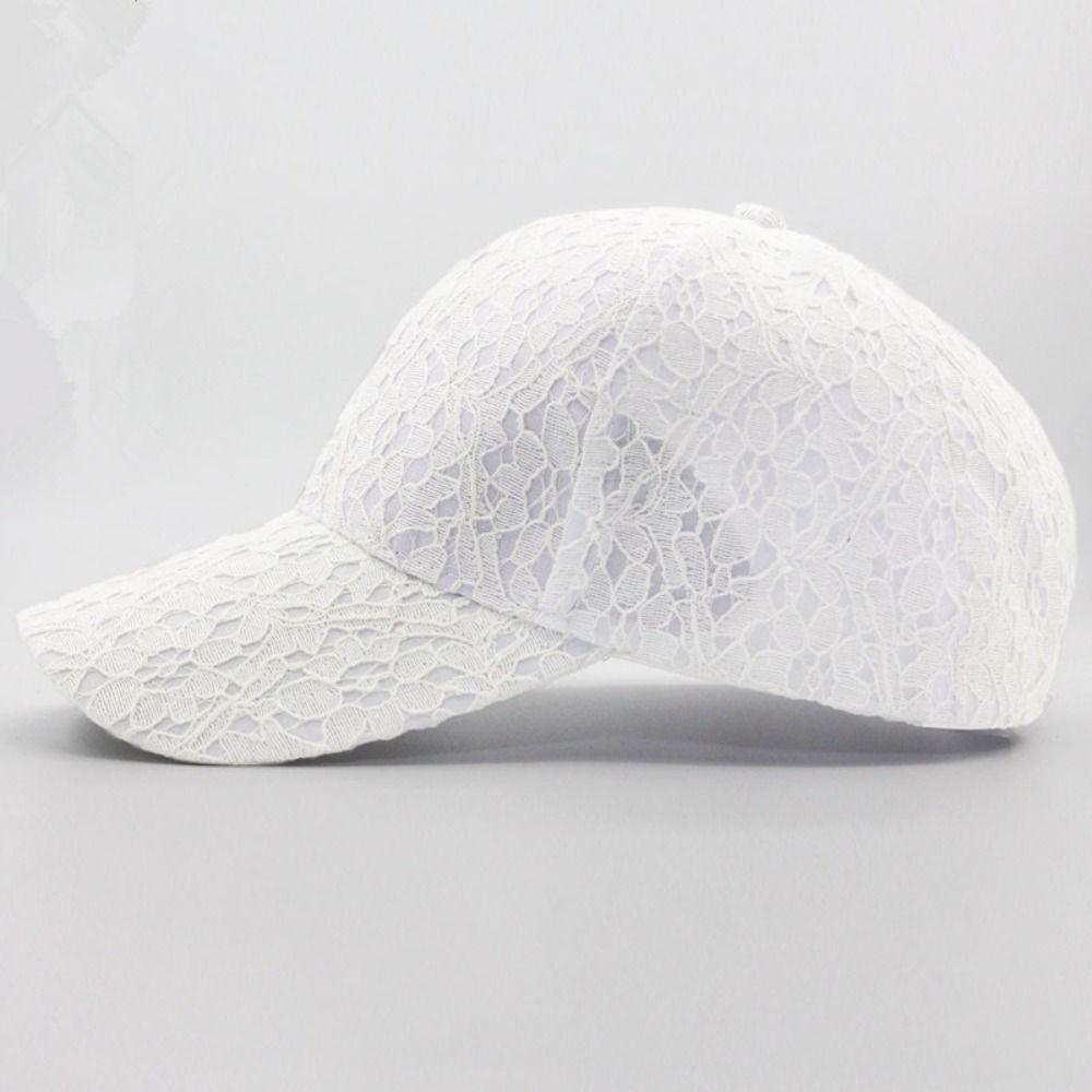 Adjustable Mesh Baseball Hat Hollow Out Outdoor Sun Hat Fashion Floral Lace Baseball Cap  For Women