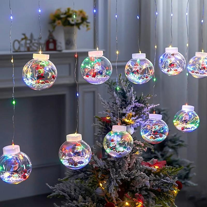 LED Christmas Snowman Curtain Lights - Festive Wishing Ball Pendant for Shopping Mall Displays and Window Decor.