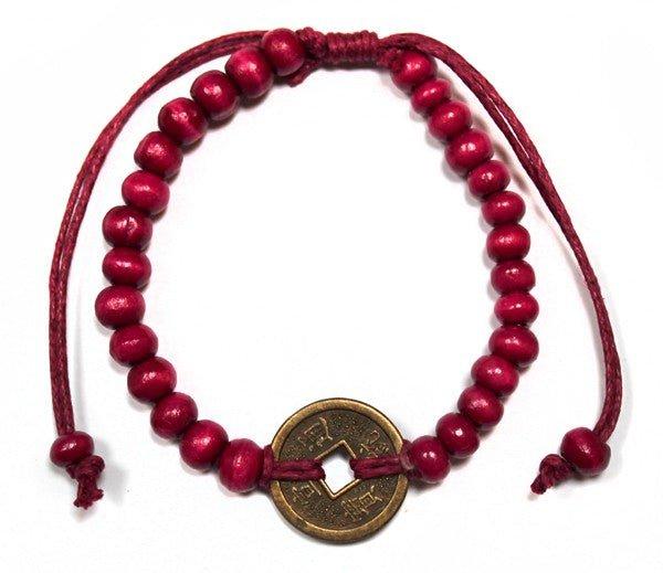 Feng Shui Chinese Coin Bracelet, Red