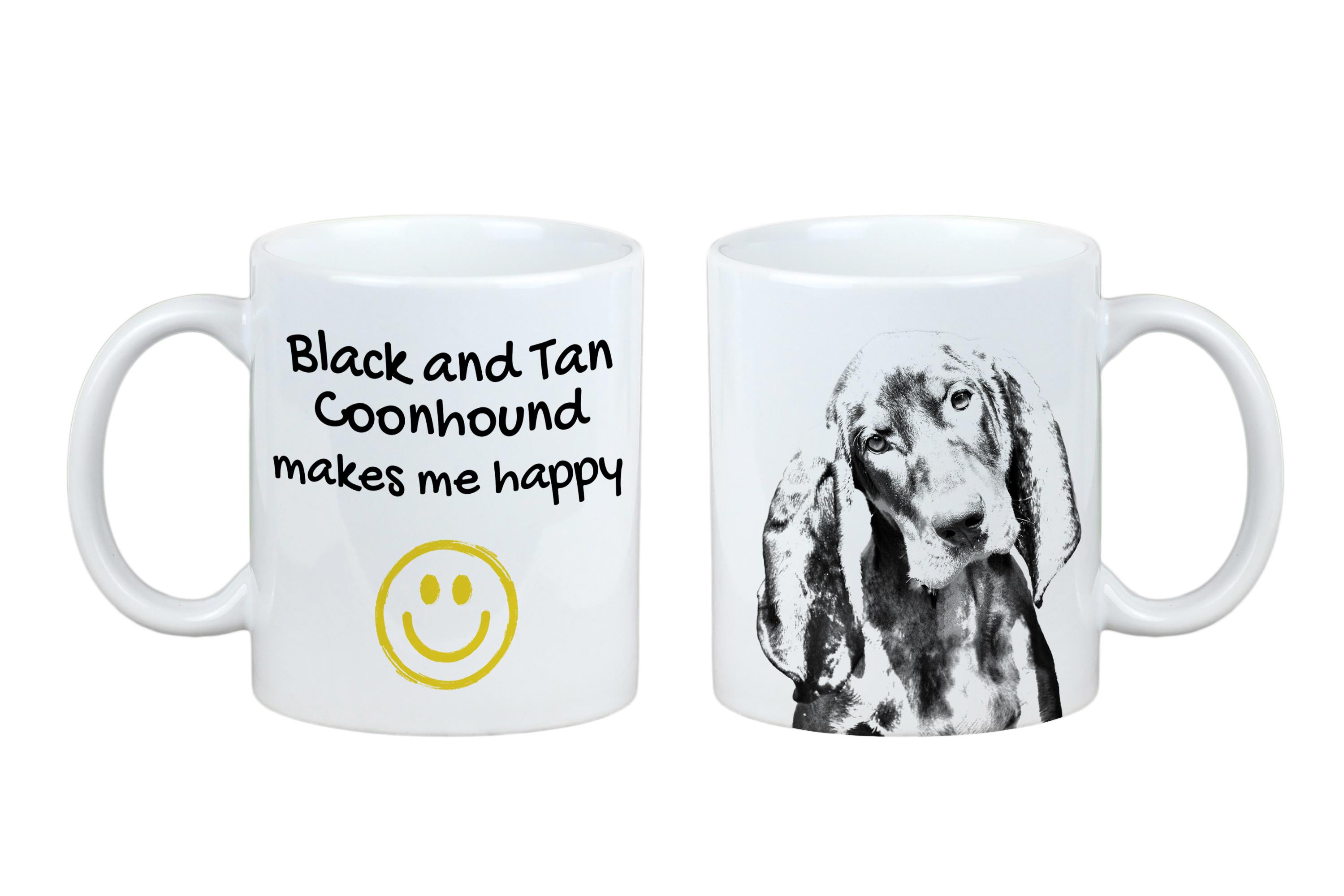 

Black and Tan Coonhound - cup with a dog, cheerful cup for a dog lover, personalized gift from the Art-Dog brand білий