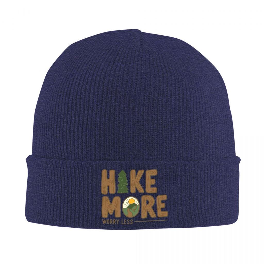 Hiker Hike More Worry Less Warm Knitted Cap Hip Hop Bonnet Hat Autumn Winter Outdoor Beanies Hats for Unisex Adult