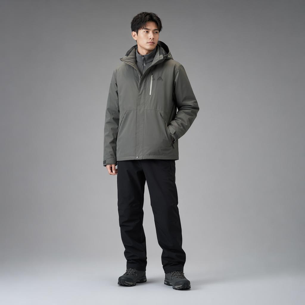 Anta Outdoor Series Three-In-One Hooded Zipper Detachable Fleece Liner Waterproof Windproof Breathable Durable Warm Jacket Men Jacket 952446602-5