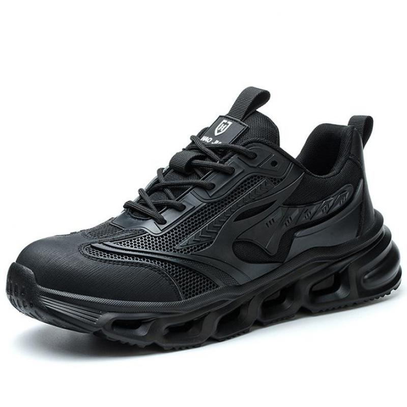 Fashion Black Work Shoes Steel Toe Safety Shoes Mesh Breathable Work Shoes Protective Anti-slip Lightweight Safety Work Sneakers for Men
