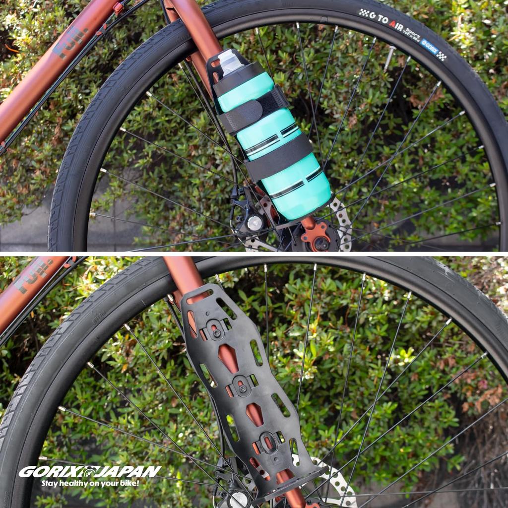 GORIX Cargo Cage for Bicycle Front Road Bottle Holder Loading Cage Forks, Camping, Bike, Gravel, Mount, Bikepacking, Multi-Purpose Cage, (CARGO G1)