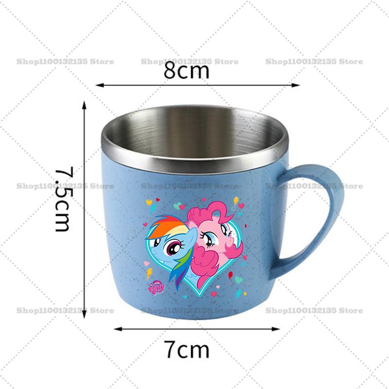 My Little Pony Water Bottle Kawaii Stainless Steel Cups Handle Coffee Milk Mug Tea Drink Home Office Gift Women for Kid Friendly Entertaining Fun Play