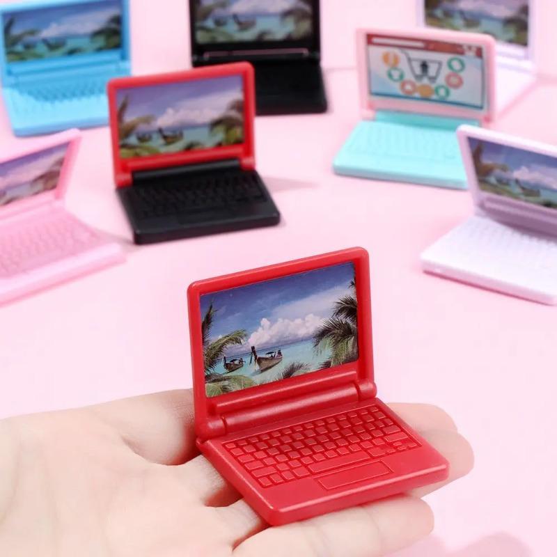 5PCS Creative Dollhouse Miniature Modern Computer Furniture For Kids Toy Furniture for Dolls laptop Folded Computer Dollhouse Decor