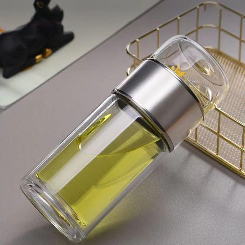 500ML Láhev na čajovou vodu Vysoce borosilikátové sklo Dvouvrstvý hrnek na čajovou vodu Infuzér Termoska Nádobí Láhev na vodu s čajovým filtrem