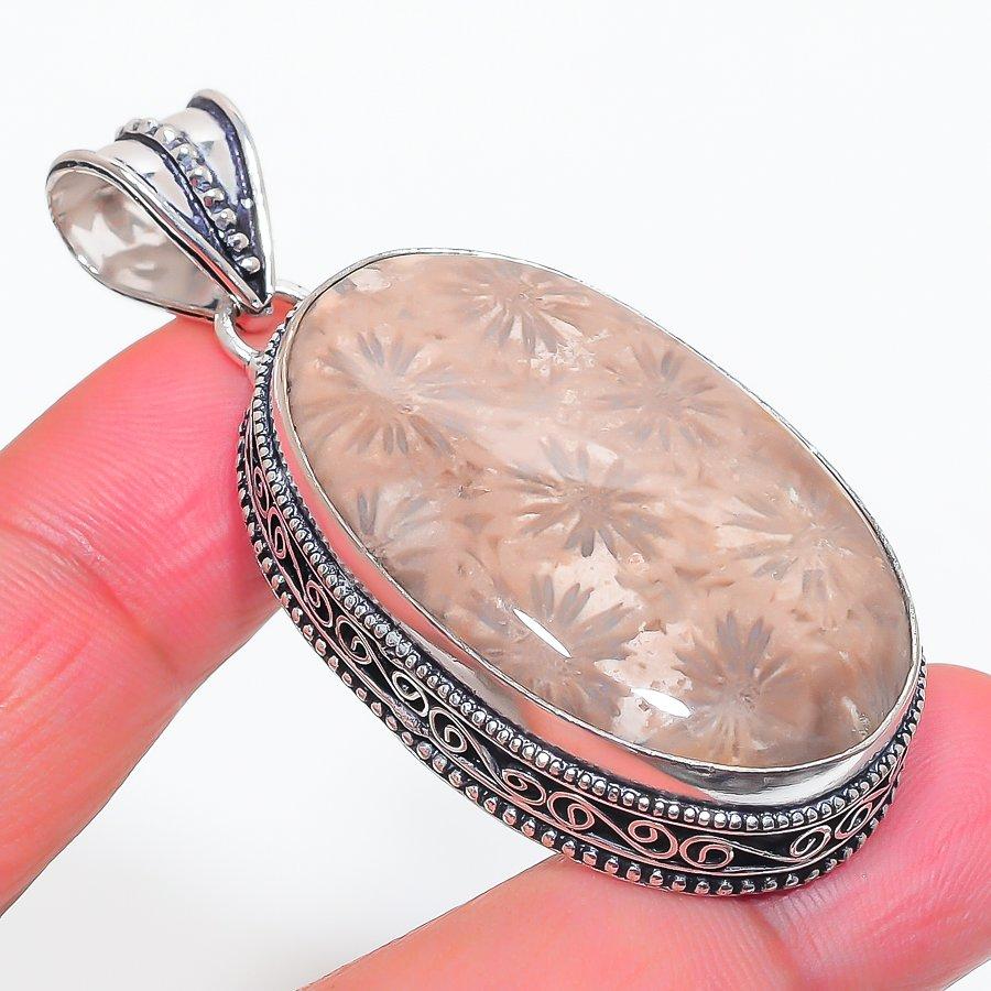 

Natural Fossil Coral Gemstone 925 Sterling Silver Jewelry Pendant 2.29 i9m90