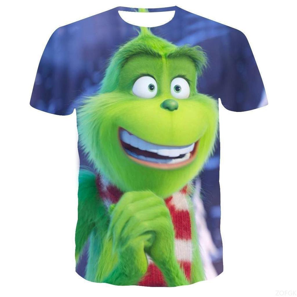 Sommer Neues Grünhaariges Monster Grinch 3D Digital Bedrucktes Lässiges Lockeres Atmungsaktives Kurzarm T-Shirt