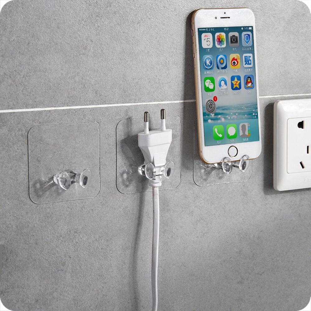10pc Wall Storage Hook Power Plug Socket Holder Wall Adhesive Hanger Home 