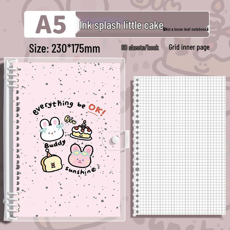 Transparent PVC Soft-Cover Ink Splash Animal Notebook - Detachable, Loose-Leaf, Gentle on Hands, Blank Notepad/Diary
