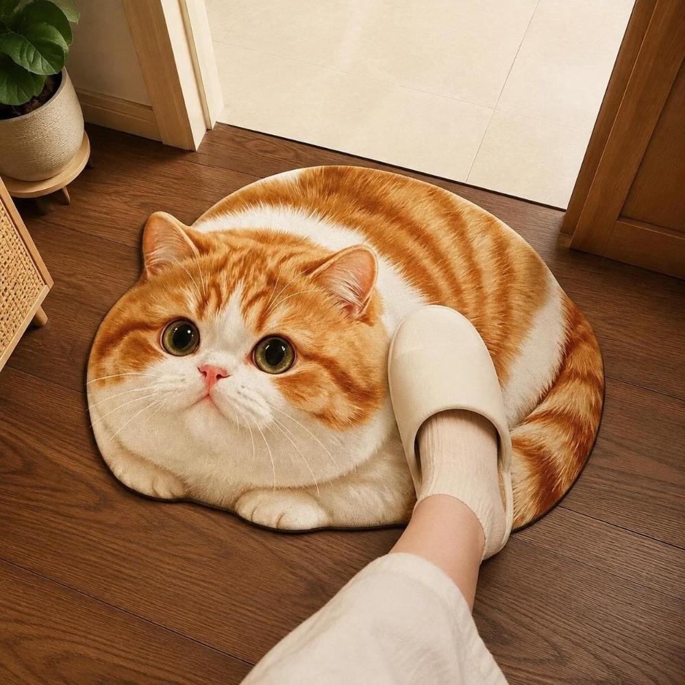 45×60CM Bathroom Carpet Realistic Bedroom Door Rug Cute 3D Cat Floor Mat Home Decor