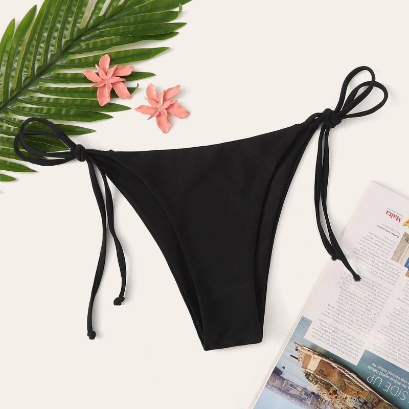 Sexy Solid Color Lace Up Women Split Beach Swim Triangle Pants S