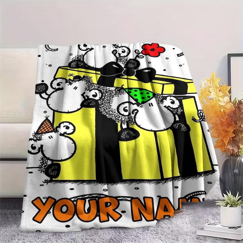 1PC Custom Name sheepworld Patterned Flannel Blanket Suitable For All Seasons for Home Decor Warmth and Comfort Gifts Holiday Present