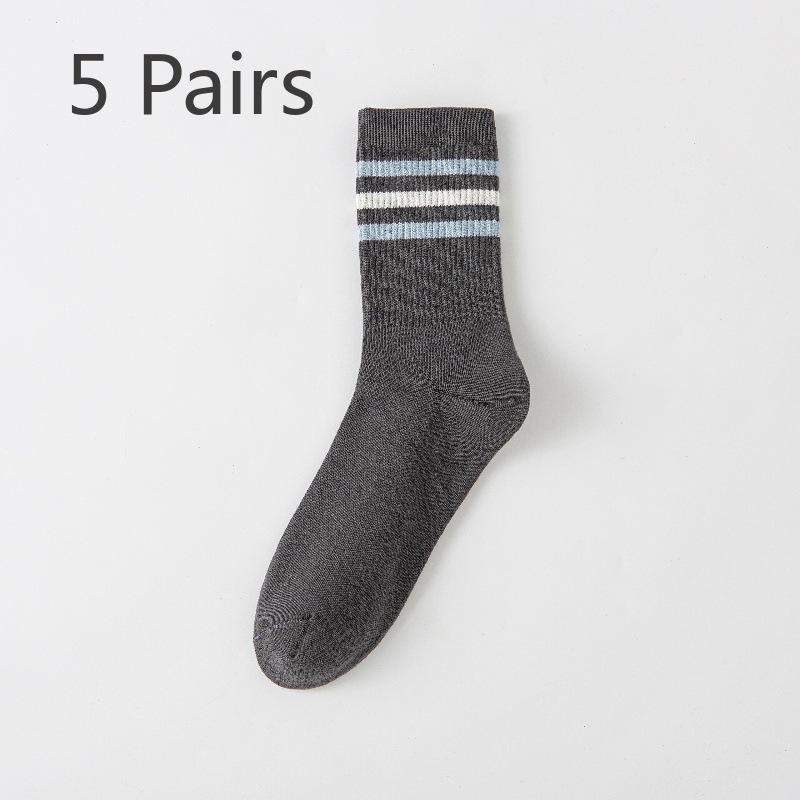 5 Pairs of Men's Spring and Summer Thin Boneless Casual Cotton College Style Sports Short Socks
