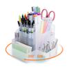 FRETONBA Pen Holder, 360-Degree Rotating Pen Holder, Large Capacity, 9-Gage Pencil Holder, Multifunctional Desk Organizer, Small Item Classification,