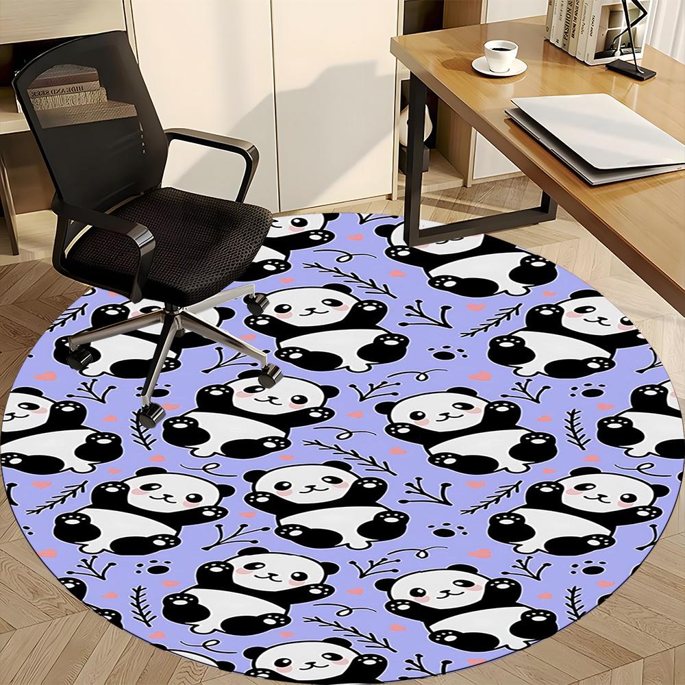 1 Stück Panda Muster Büro Runder Teppich, Indoor Matte Geeignet Für Büro, Unter Bürostühlen Schlafzimmer Wohnzimmer Heimdekoration, Zimmer Deko 041