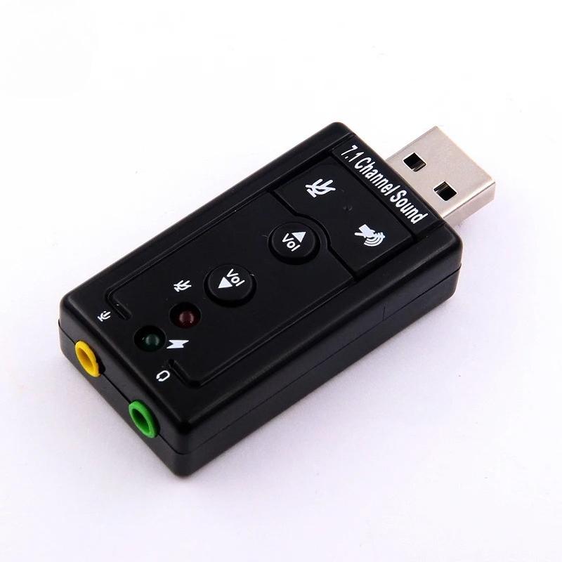 1pc New External Mini USB 2.0 Virtual 7.1Channel Audio Sound Card Adapter 3.5mm Mic Speaker Audio Headphone Jack Converter