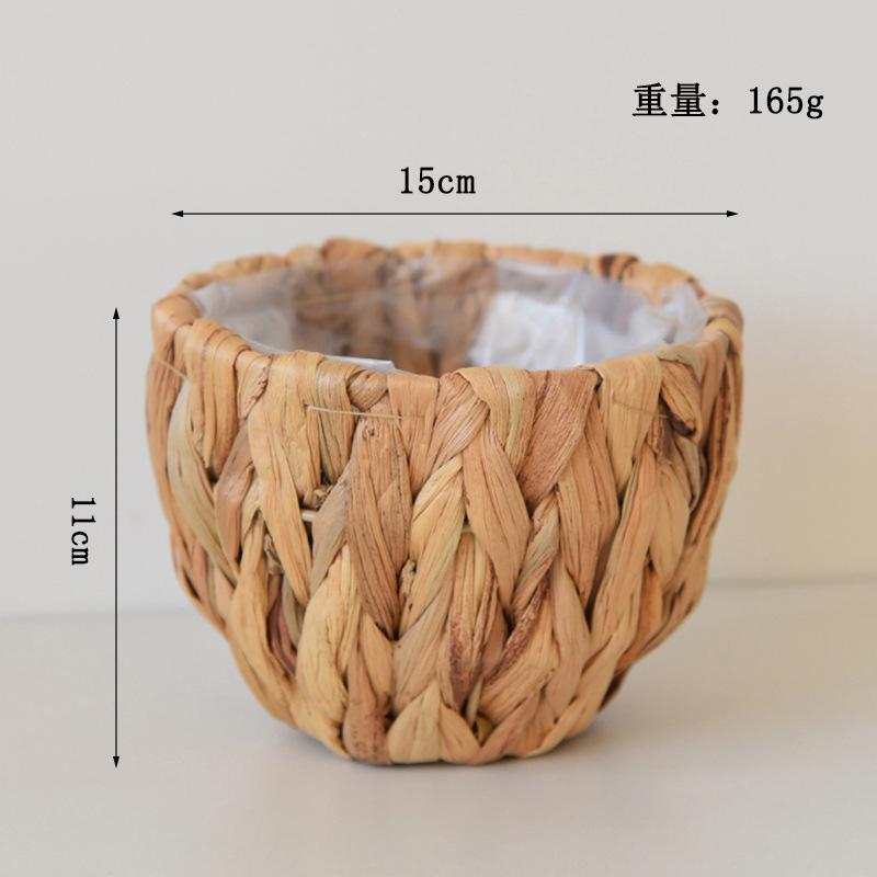 

Straw pot lining green plants potted plants living room balcony plants flower basket woven water hyacinth grass basket plant lining water hyacinth round flower pot small size 15cm