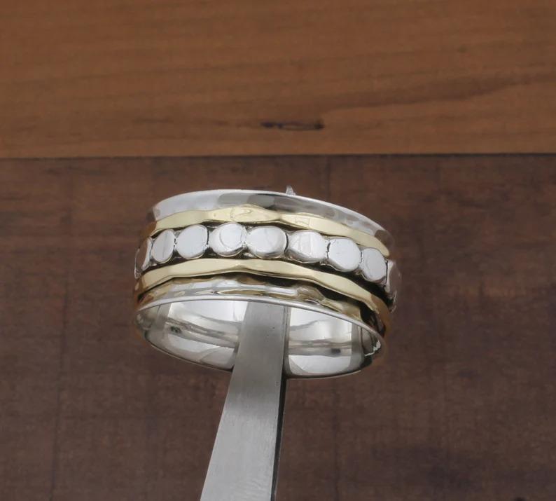 Spinner Band Ring, 925 Sterling Silver Ring, Handmade Ring, Solid Ring, Handmade Jewelry, Unisex Ring, Two Tone Ring