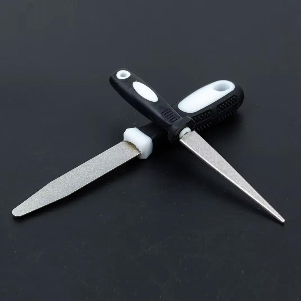2-in-1 Diamond Steel Knife Sharpener - Double-sided Flat & Curved Design Multi functional Scissors & ardening Tool Sharpener