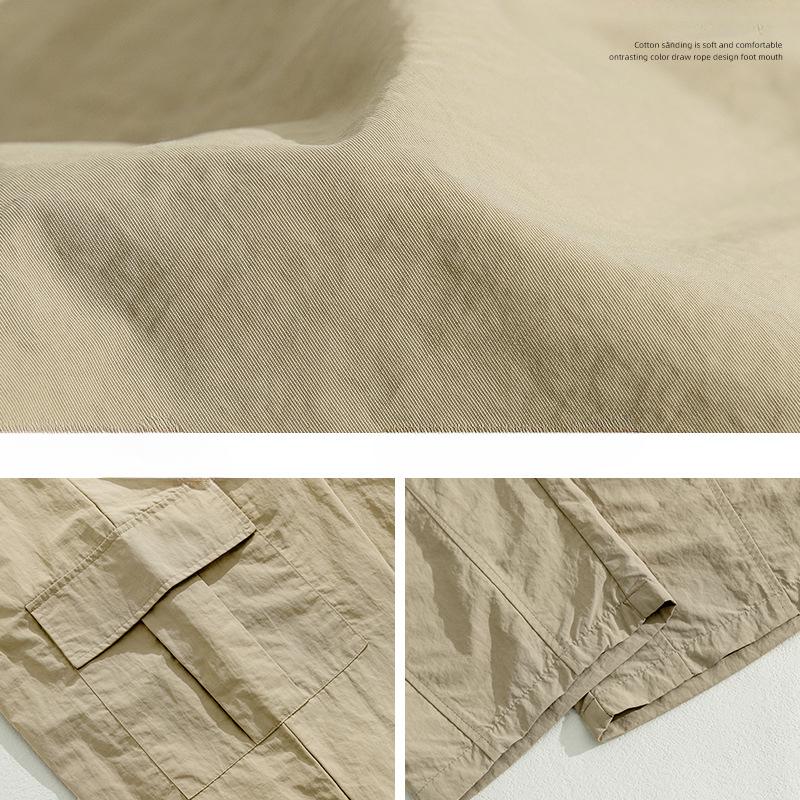 Pantaloni de lucru pentru bărbați în stil japonez, ușor șifonați, primăvară-toamnă, exterior, largi, casual, cu pliuri, cu șnur, pantaloni lungi