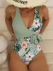 New One-piece Cross-strap One-piece Sexy Printed Beach Vacation Bikini