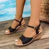 Sandalen Mädchen 2025 neu Sommer vielseitig Feenstil flache Schuhe Keilabsatz Damenmode Schuhe für Frauen mittleren Alters vielseitiger Trend
